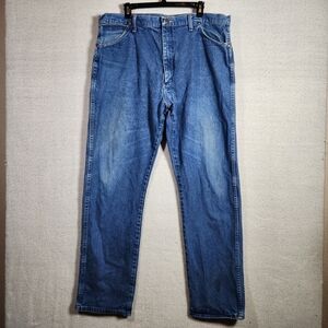 Wrangler Men's 40x34 Cowboy Cut 13MWZPW Bootcut Distressed Blue Work Jeans